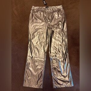 PrettyLittleThing Silver Straight Leg Pants